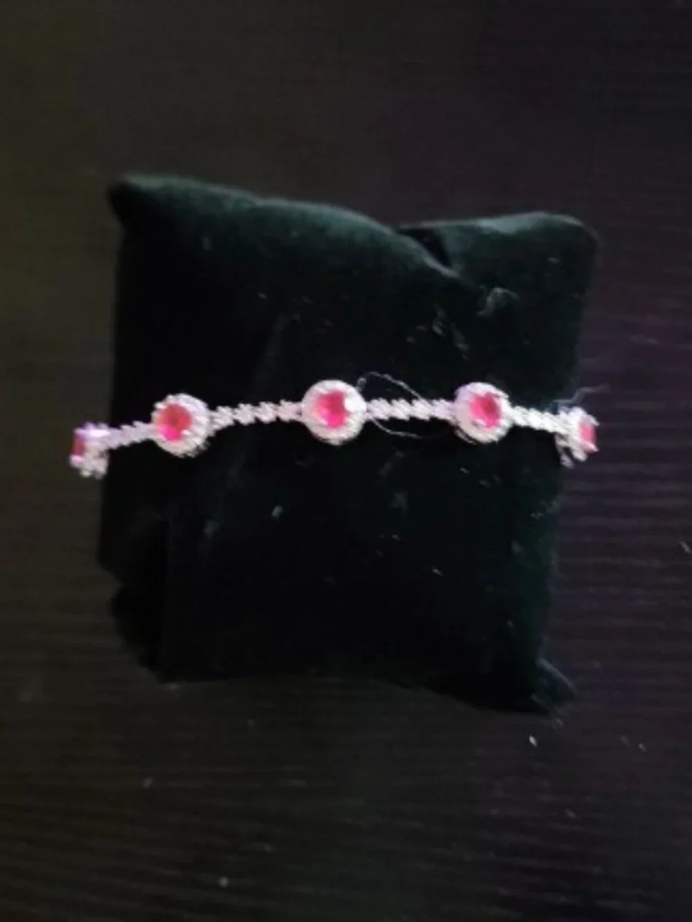 Elegant Red Stone Silver Bracelet - Women's Jewelry